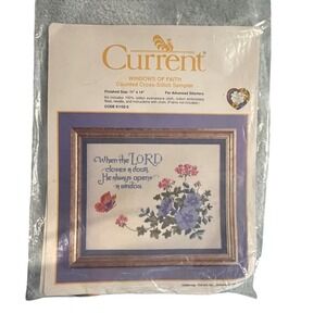 Current Windows of Faith Counted Cross-Stitch Sampler Kit Floral 91152-5 11x14
